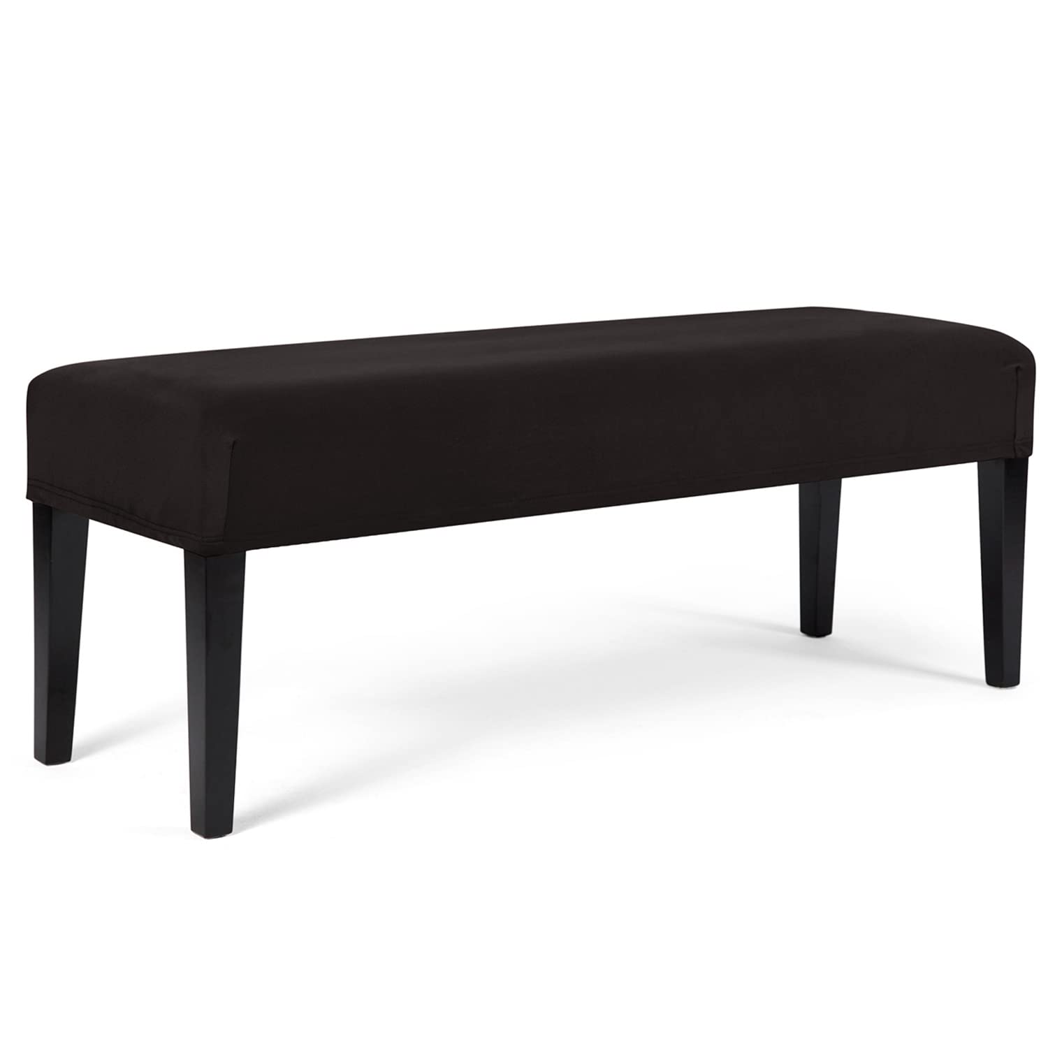 WOMACO Dining Room Bench Covers Stretch Spandex Upholstered Bench Seat Cushion Slipcovers for Kitchen Dining Bench Seat Protector (Black, Medium)