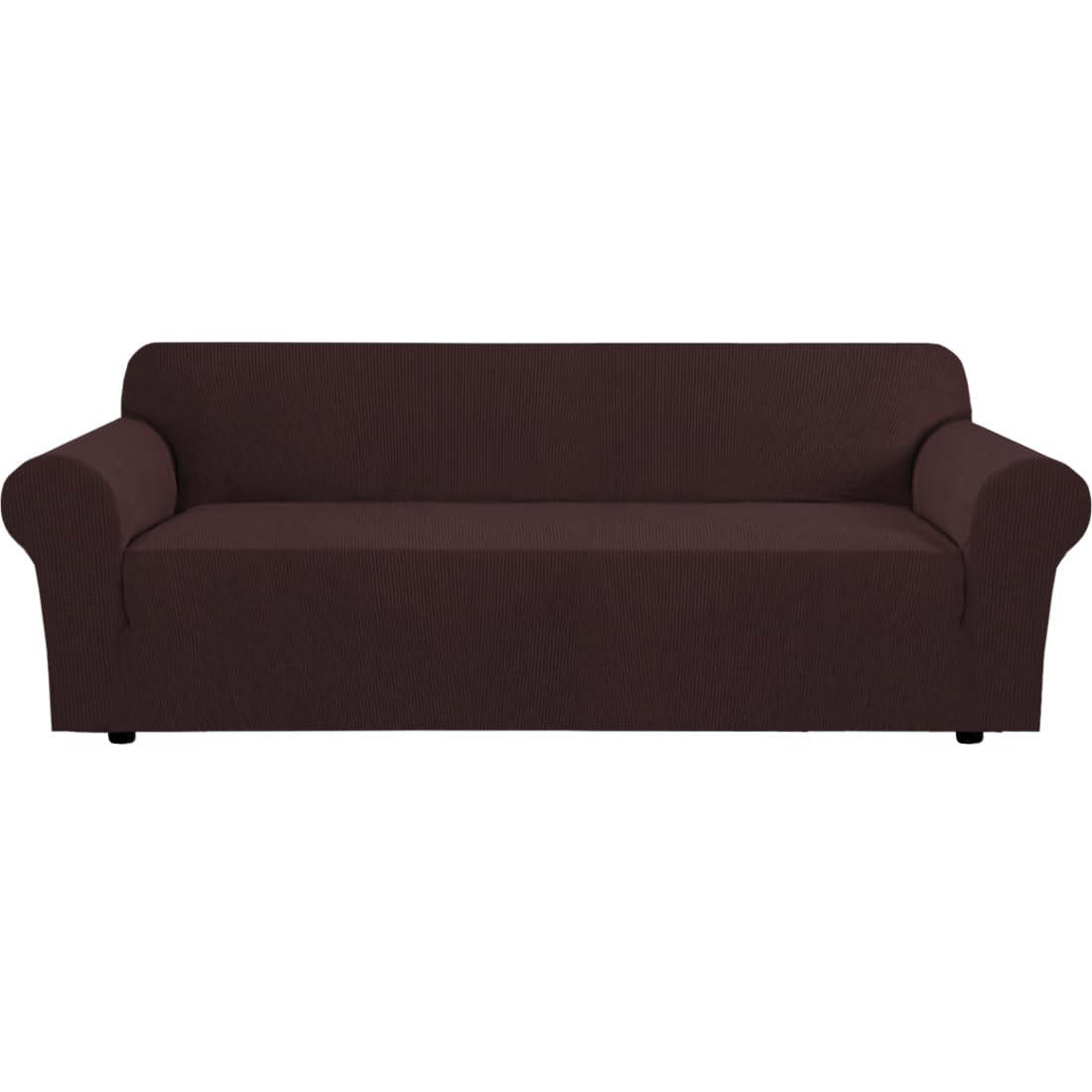 H.VERSAILTEX Stretch Sofa Covers for 3 Cushion Couch Covers Sofa Slipcovers for Living Room Feature Thick Checked Jacquard Fabric with Elastic Bottom, Sofa Large - Sand
