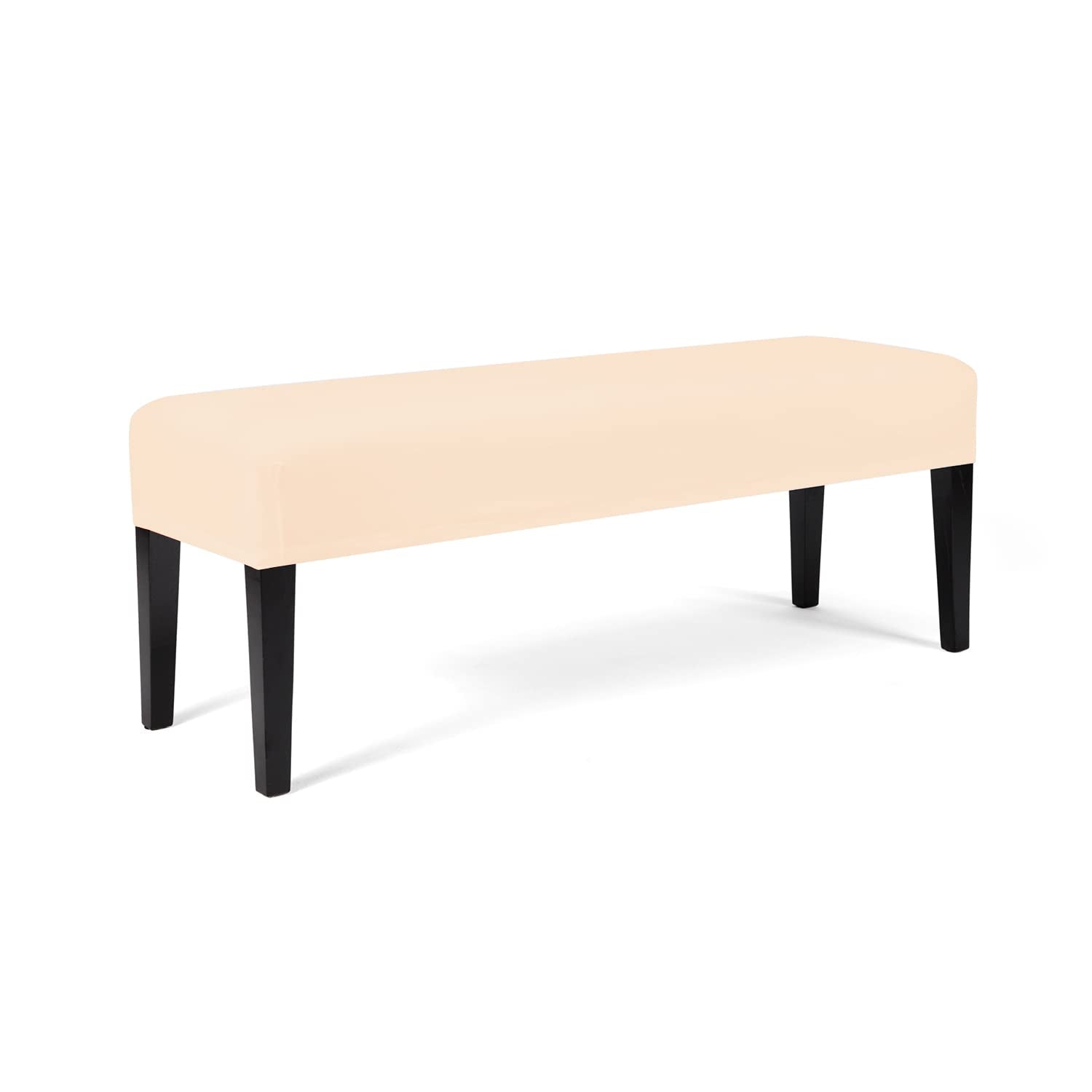 WOMACO Dining Room Bench Covers Stretch Spandex Upholstered Bench Seat Cushion Slipcovers for Kitchen Dining Bench Seat Protector (Black, Medium)