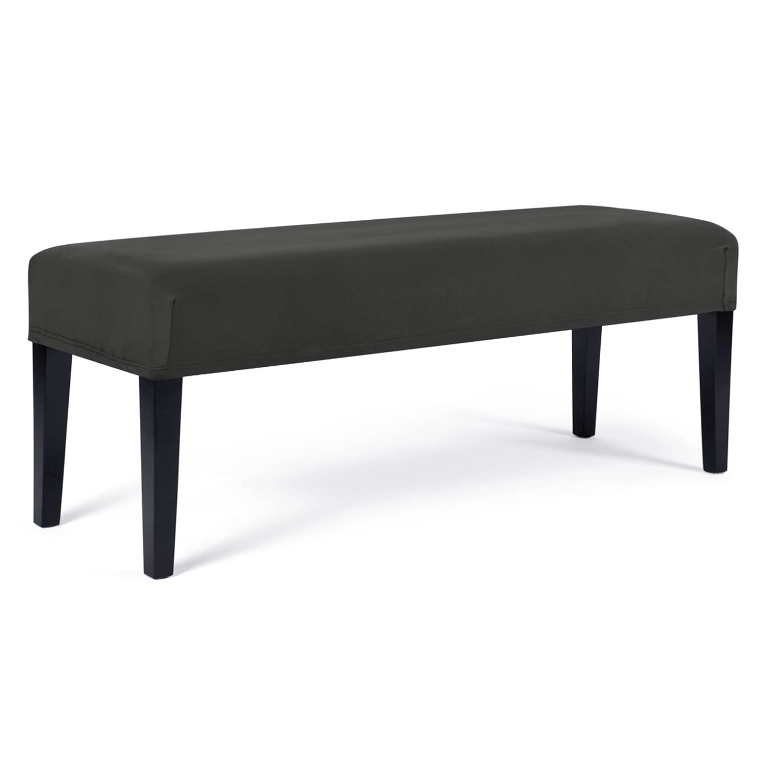 WOMACO Dining Room Bench Covers Stretch Spandex Upholstered Bench Seat Cushion Slipcovers for Kitchen Dining Bench Seat Protector (Black, Medium)