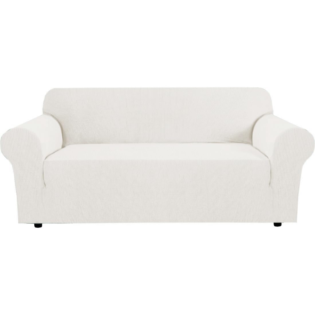 H.VERSAILTEX Stretch Sofa Covers for 3 Cushion Couch Covers Sofa Slipcovers for Living Room Feature Thick Checked Jacquard Fabric with Elastic Bottom, Sofa Large - Sand