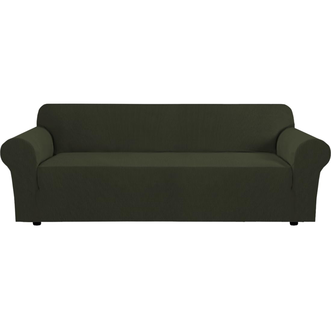 H.VERSAILTEX Stretch Sofa Covers for 3 Cushion Couch Covers Sofa Slipcovers for Living Room Feature Thick Checked Jacquard Fabric with Elastic Bottom, Sofa Large - Sand