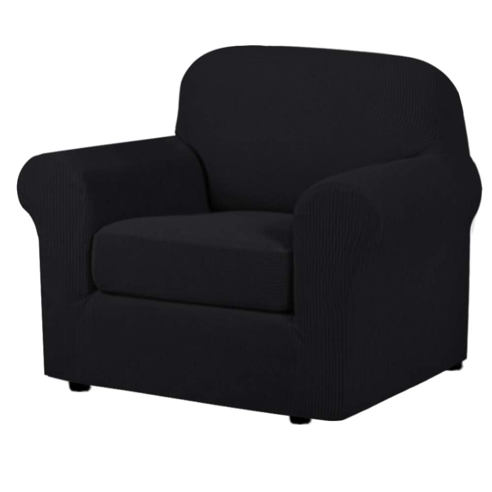 H.VERSAILTEX 4 Piece Stretch Sofa Covers for 3 Cushion Couch Covers for Living Room Furniture Slipcovers (Base Cover Plus 3 Seat Cushion Covers) Upgraded Thicker Jacquard Fabric (Sofa, Navy)