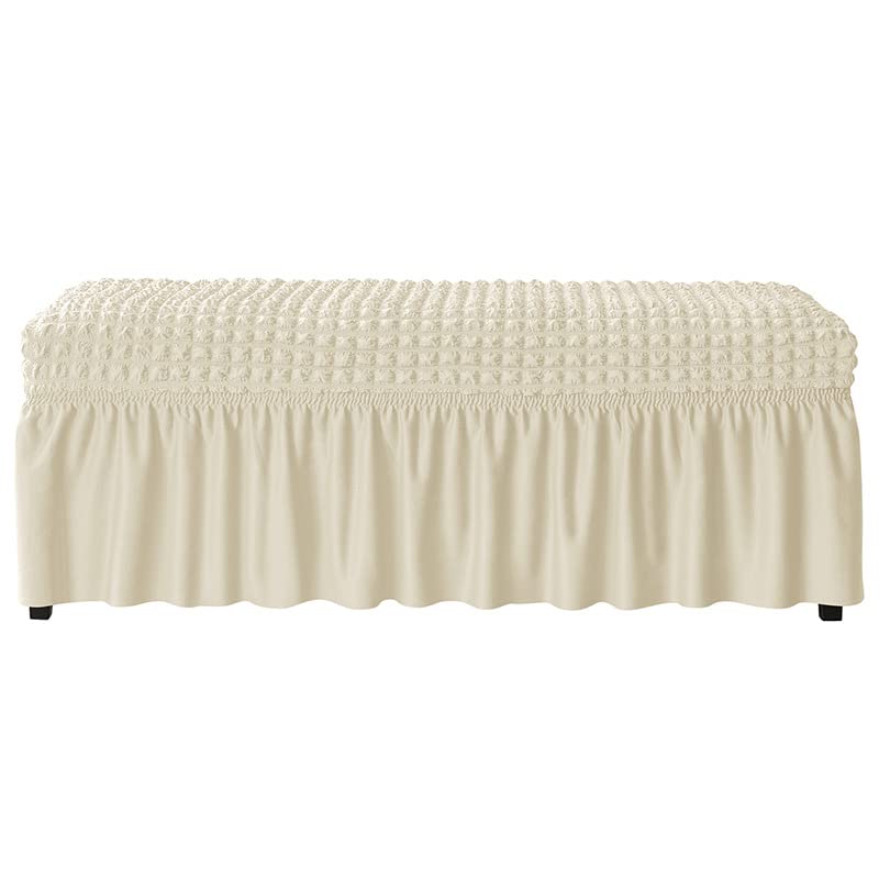 FORCHEER Dining Bench Cover Velvet Black Bench Slipcover for Living Room Rectangle 59inch Bench Seat Protector for Bedroom, Kitchen Washable(Velvet-Black)