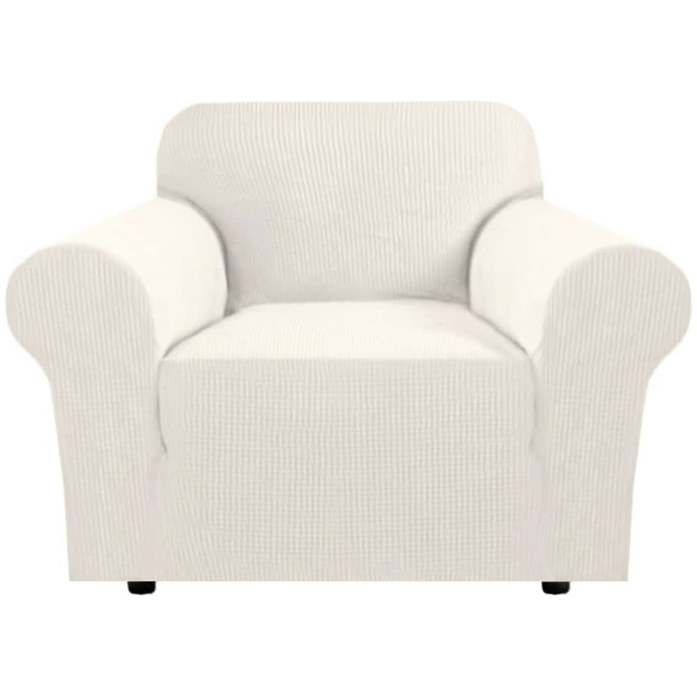 H.VERSAILTEX Stretch Sofa Covers for 3 Cushion Couch Covers Sofa Slipcovers for Living Room Feature Thick Checked Jacquard Fabric with Elastic Bottom, Sofa Large - Sand
