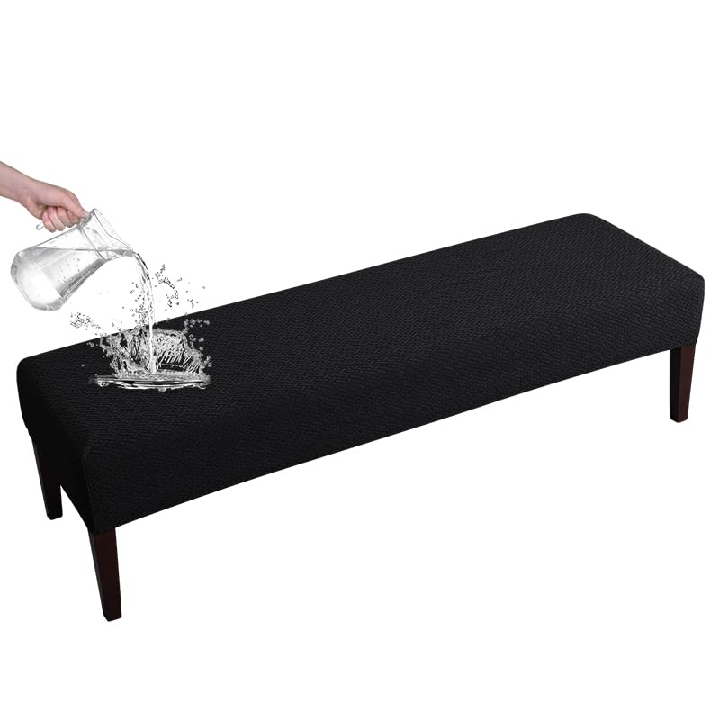 FORCHEER Dining Bench Cover Velvet Black Bench Slipcover for Living Room Rectangle 59inch Bench Seat Protector for Bedroom, Kitchen Washable(Velvet-Black)