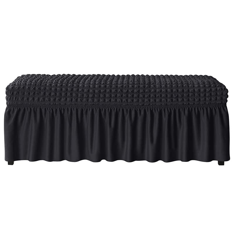 FORCHEER Dining Bench Cover Velvet Black Bench Slipcover for Living Room Rectangle 59inch Bench Seat Protector for Bedroom, Kitchen Washable(Velvet-Black)