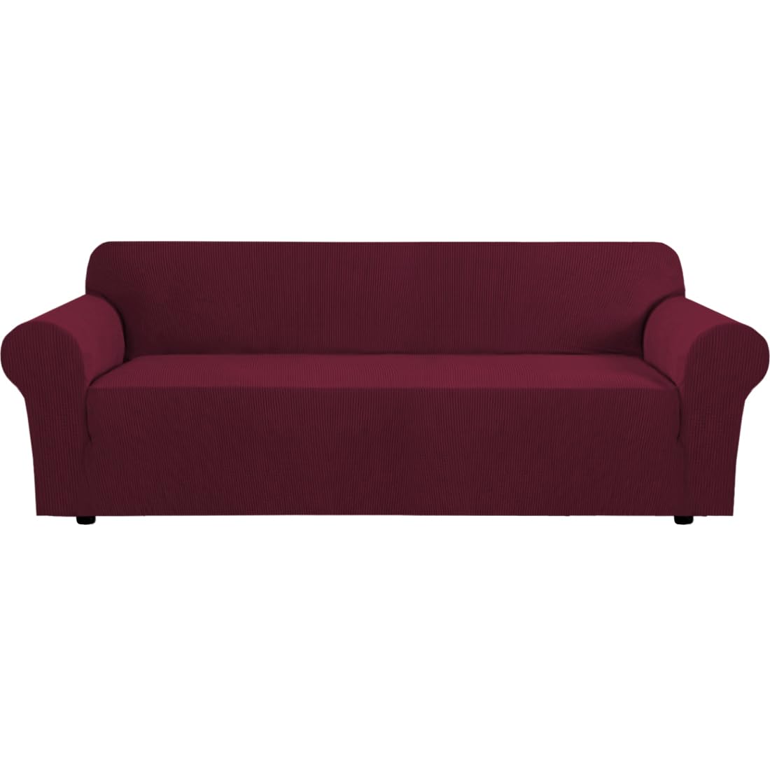 H.VERSAILTEX Stretch Sofa Covers for 3 Cushion Couch Covers Sofa Slipcovers for Living Room Feature Thick Checked Jacquard Fabric with Elastic Bottom, Sofa Large - Sand