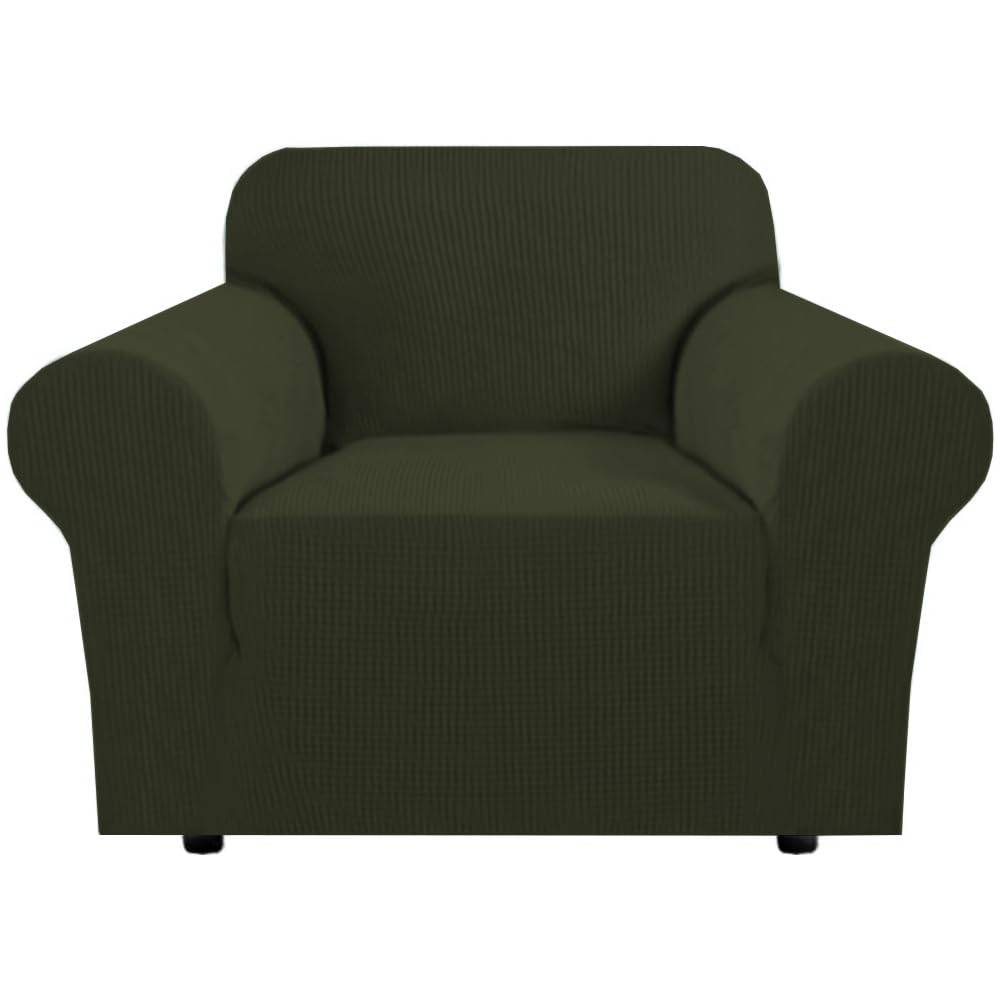 H.VERSAILTEX Stretch Sofa Covers for 3 Cushion Couch Covers Sofa Slipcovers for Living Room Feature Thick Checked Jacquard Fabric with Elastic Bottom, Sofa Large - Sand