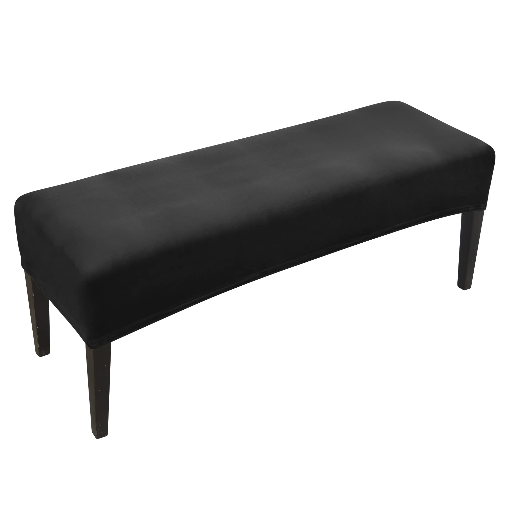FORCHEER Dining Bench Cover Velvet Black Bench Slipcover for Living Room Rectangle 59inch Bench Seat Protector for Bedroom, Kitchen Washable(Velvet-Black)