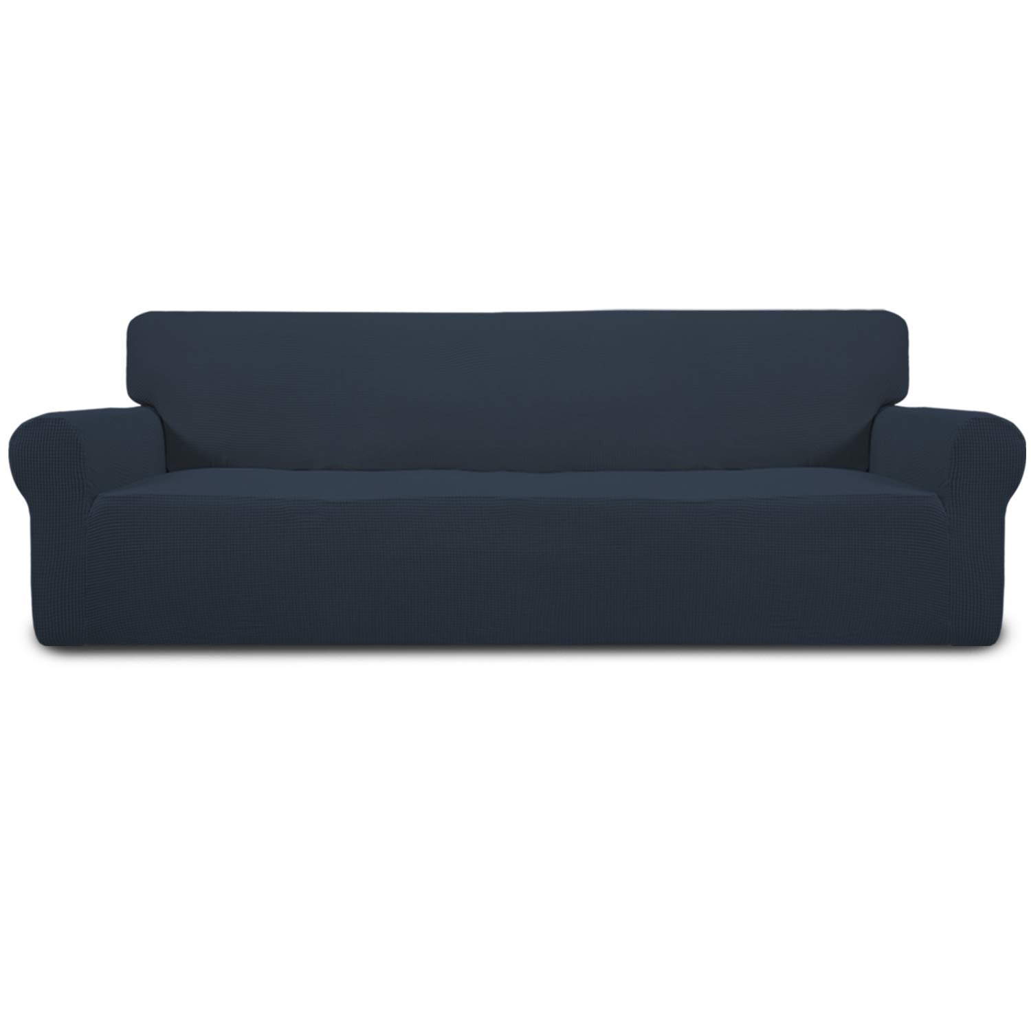 Easy-Going Stretch Sofa Slipcover 1-Piece Sofa Cover Furniture Protector Couch Soft with Elastic Bottom for Kids, Polyester Spandex Jacquard Fabric Small Checks (Sofa, Dark Gray)