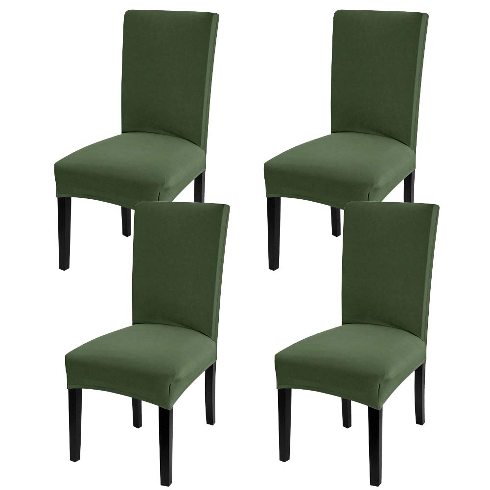Fuloon Chair Covers for Dining Room 6 Pack, Solid Stretch Dining Chair Covers, Washable Kitchen Slip Covers, Parson Chair Covers Set of 6 (Gray Lotus, 6 Pack)