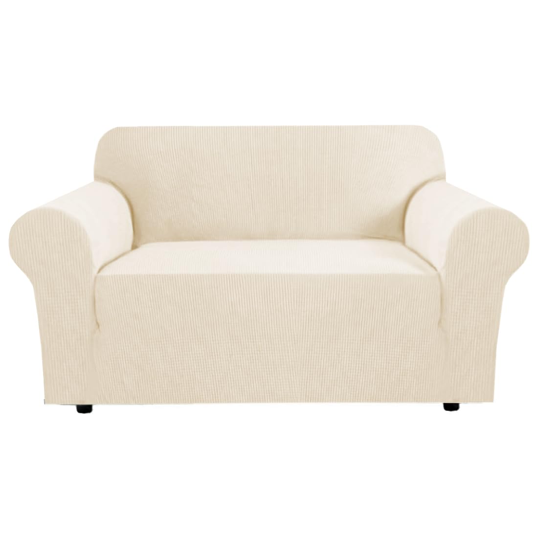 H.VERSAILTEX Stretch Sofa Covers for 3 Cushion Couch Covers Sofa Slipcovers for Living Room Feature Thick Checked Jacquard Fabric with Elastic Bottom, Sofa Large - Sand