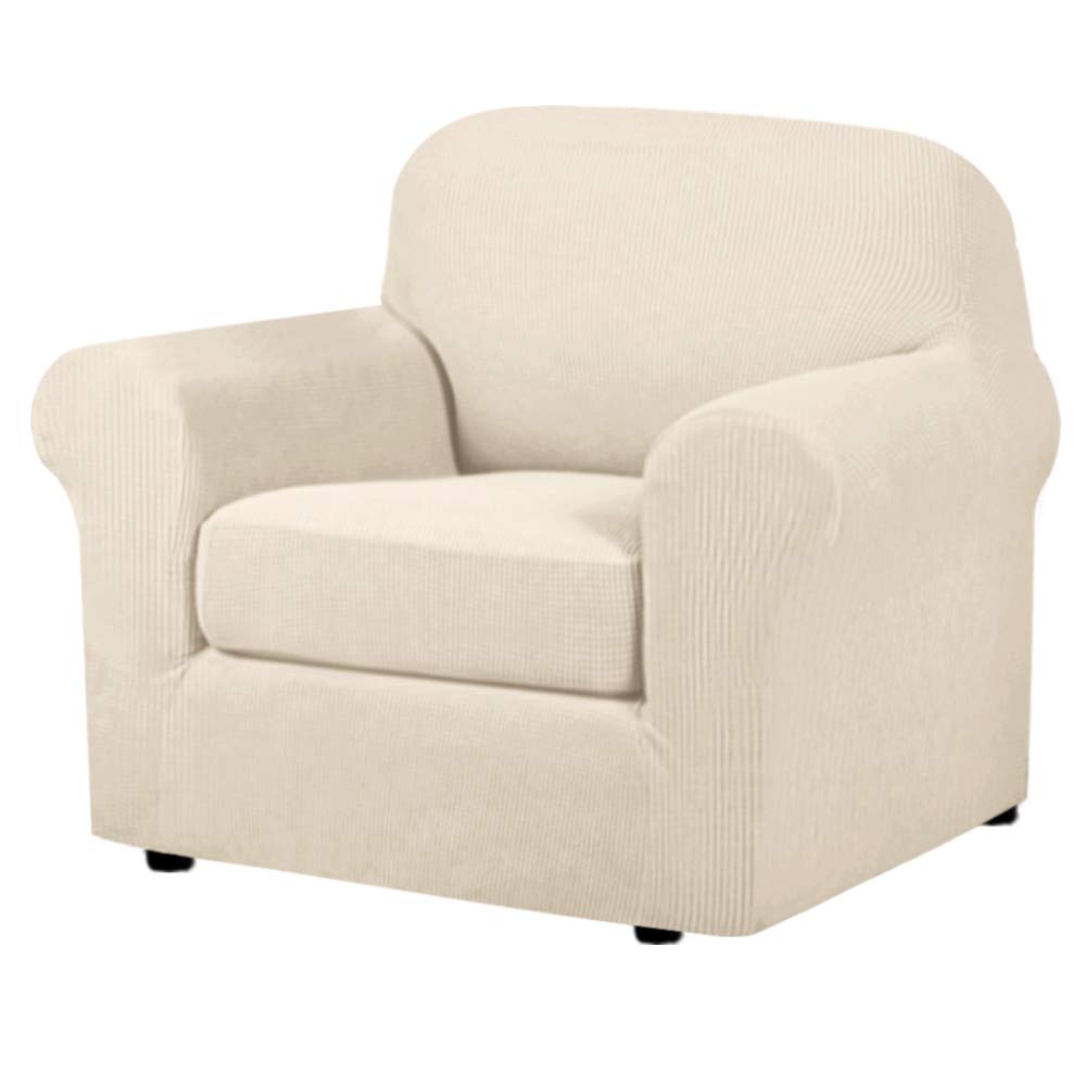 H.VERSAILTEX 4 Piece Stretch Couch Covers for 3 Cushion Couch Sofa Furniture Slipcovers Feature Upgraded Thicker Jacquard Fabric (Sofa, Natural)