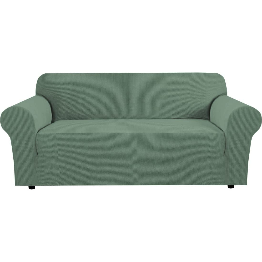 H.VERSAILTEX Stretch Sofa Covers for 3 Cushion Couch Covers Sofa Slipcovers for Living Room Feature Thick Checked Jacquard Fabric with Elastic Bottom, Sofa Large - Sand
