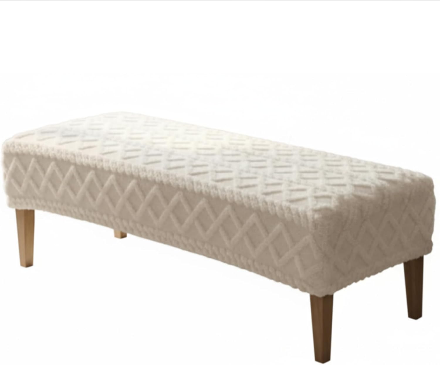 Stretch Jacquard Dining Bench Cover, Slipcover Rectangle Soft Seat Protector Cover Dustproof Removable for Dining Room Living Room Bedroom Kitchen Hotel Fits 39.4~55.1 Inch Benches(Beige)