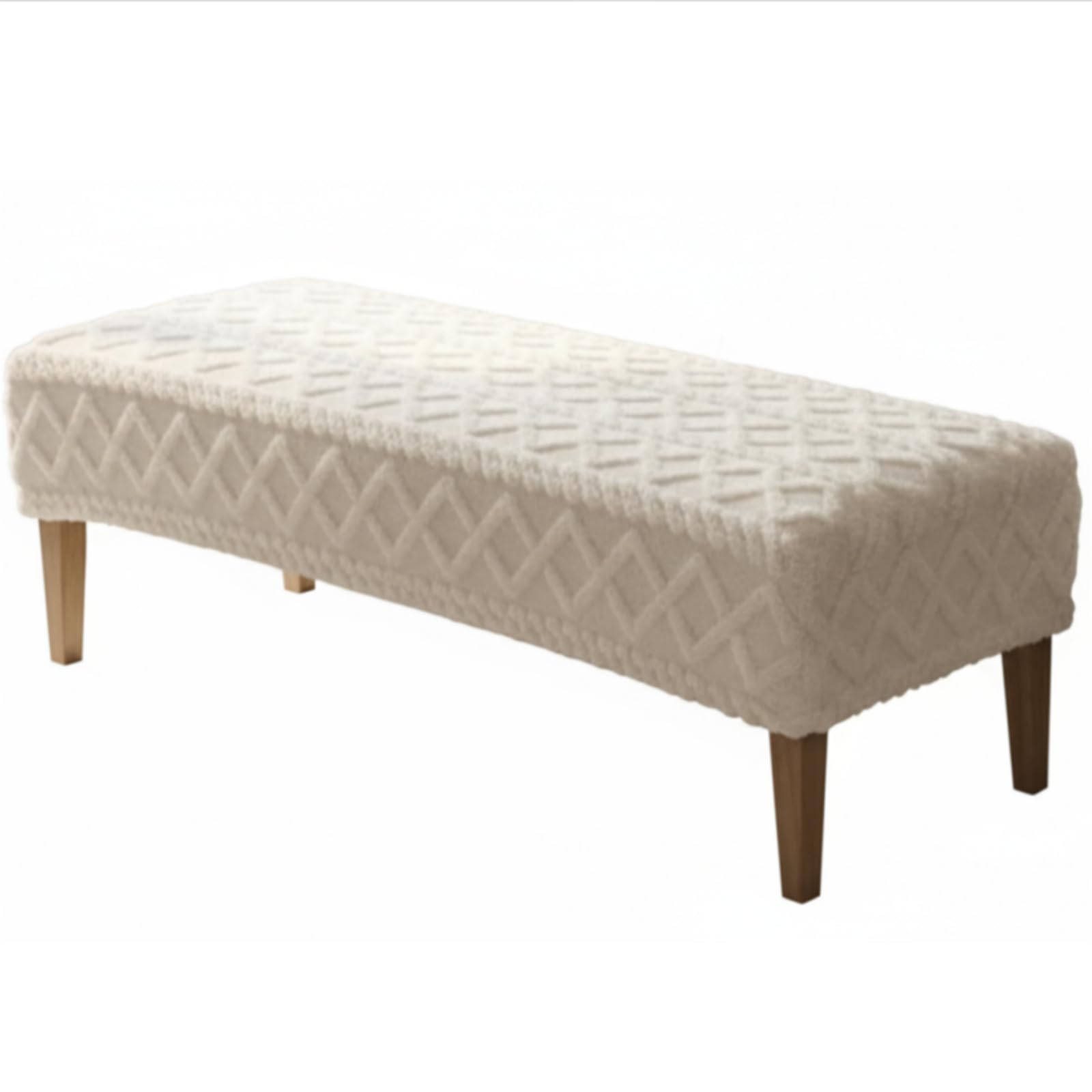 Stretch Jacquard Dining Bench Cover, Slipcover Rectangle Soft Seat Protector Cover Dustproof Removable for Dining Room Living Room Bedroom Kitchen Hotel Fits 39.4~55.1 Inch Benches(Beige)