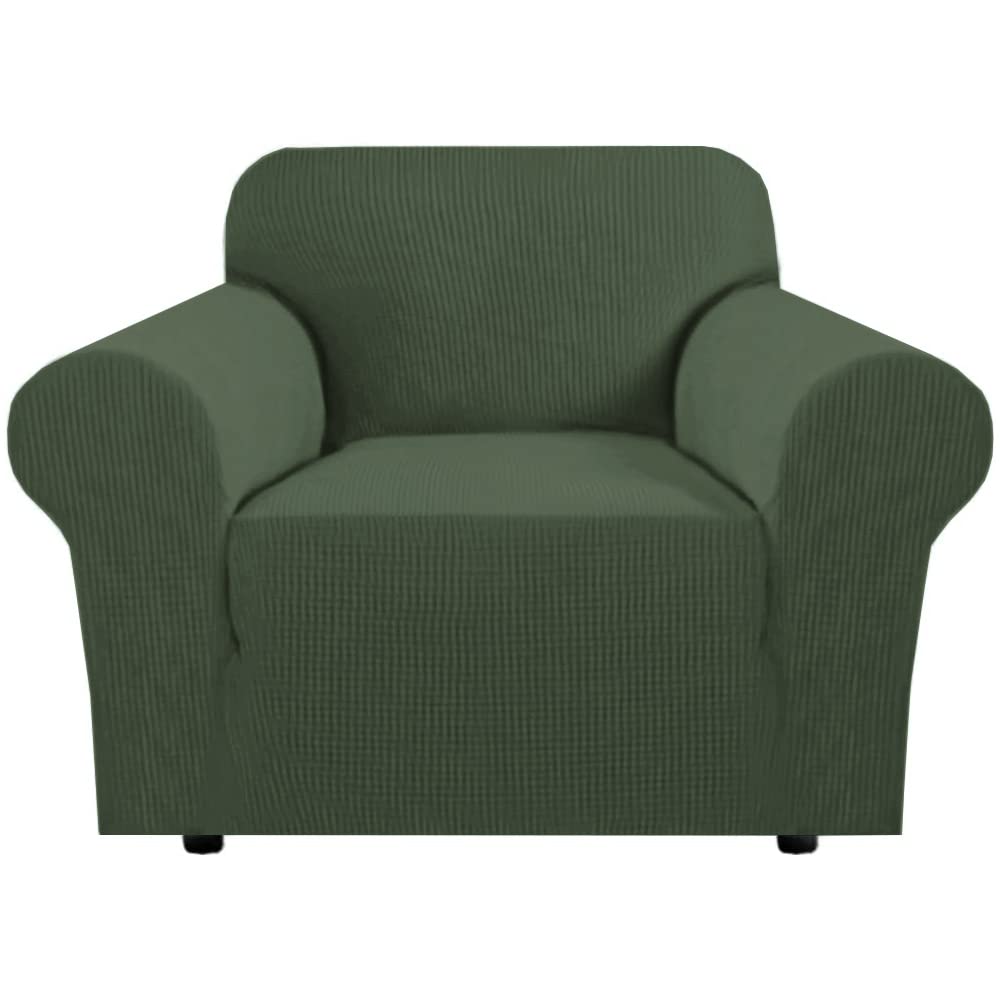 H.VERSAILTEX Stretch Sofa Covers for 3 Cushion Couch Covers Sofa Slipcovers for Living Room Feature Thick Checked Jacquard Fabric with Elastic Bottom, Sofa Large - Sand