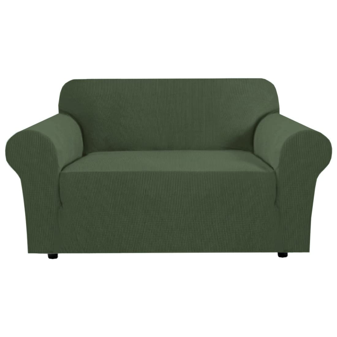 H.VERSAILTEX Stretch Sofa Covers for 3 Cushion Couch Covers Sofa Slipcovers for Living Room Feature Thick Checked Jacquard Fabric with Elastic Bottom, Sofa Large - Sand