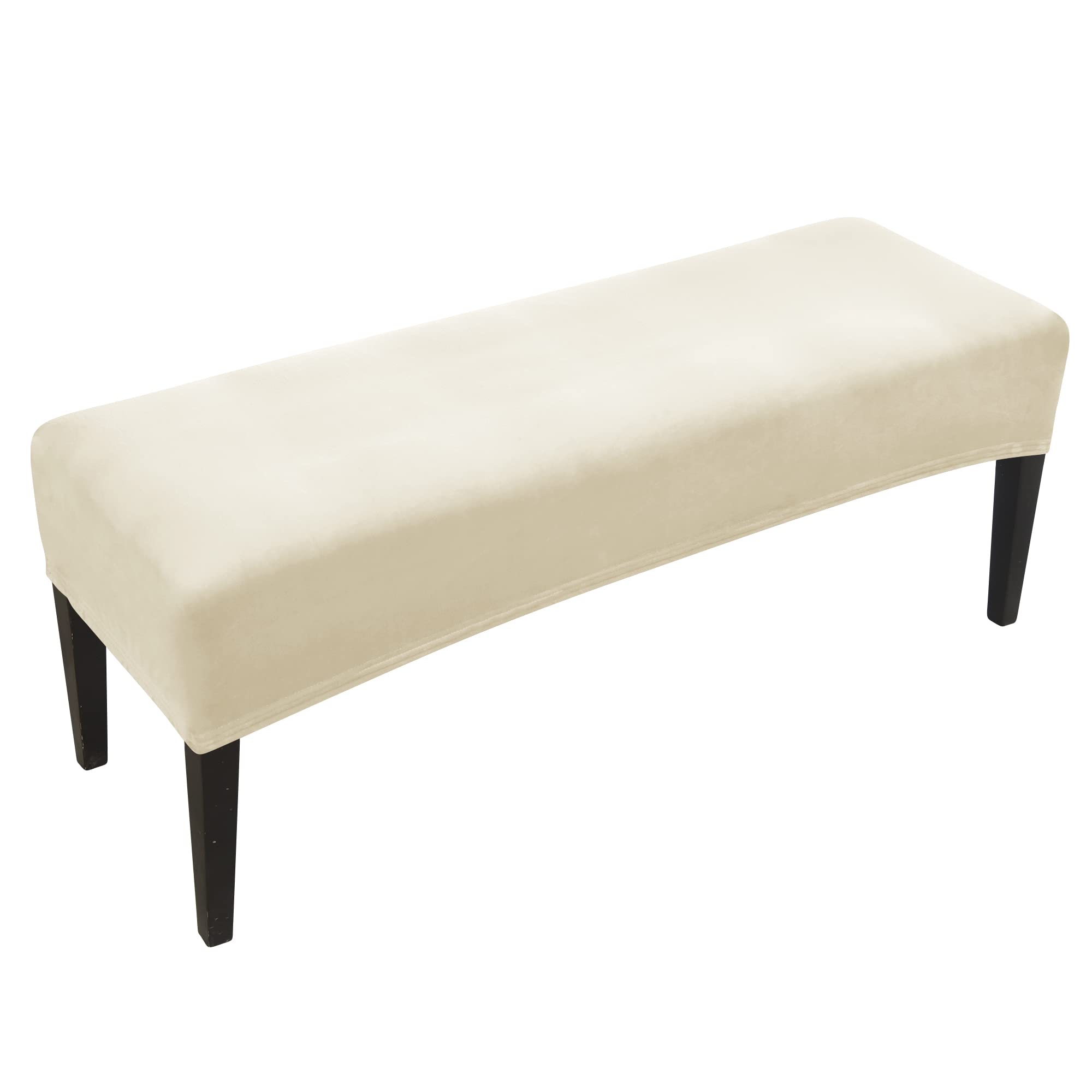 FORCHEER Dining Bench Cover Velvet Black Bench Slipcover for Living Room Rectangle 59inch Bench Seat Protector for Bedroom, Kitchen Washable(Velvet-Black)