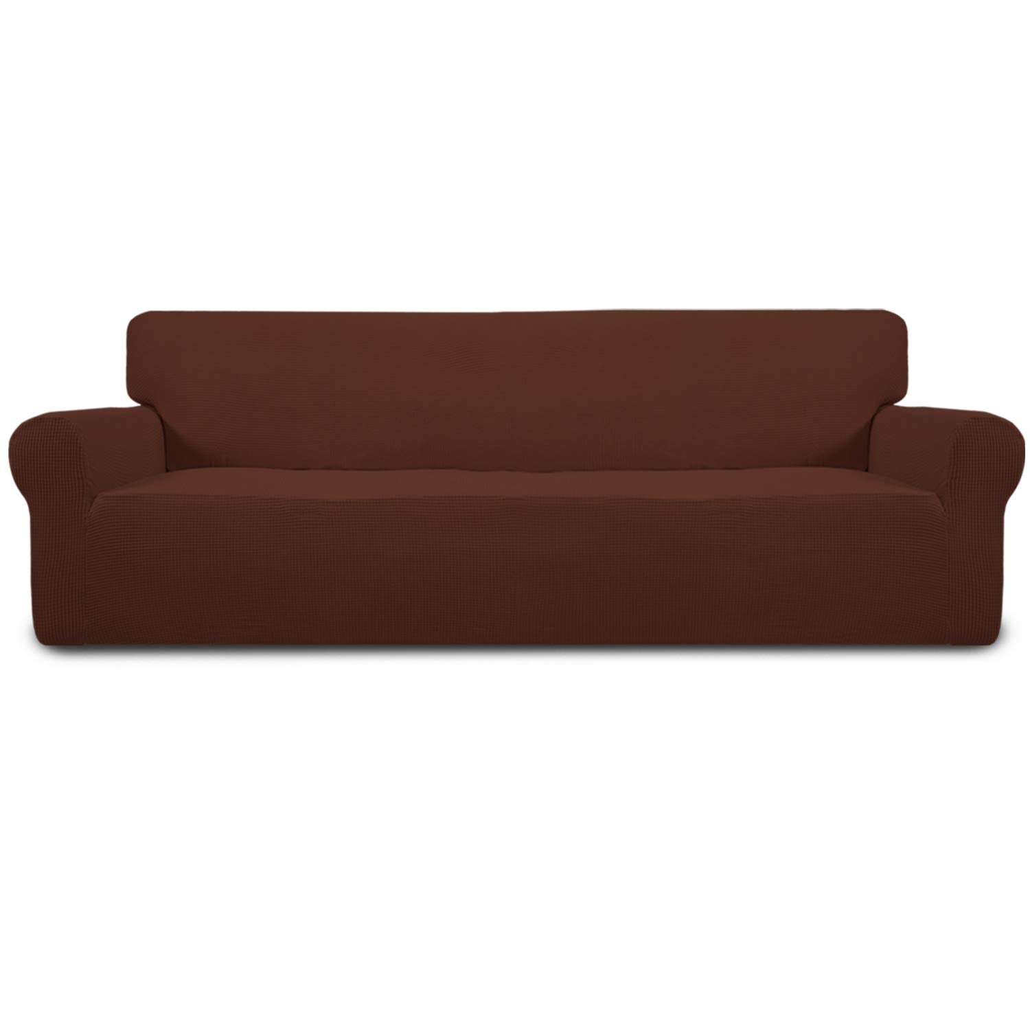 Easy-Going Stretch Sofa Slipcover 1-Piece Sofa Cover Furniture Protector Couch Soft with Elastic Bottom for Kids, Polyester Spandex Jacquard Fabric Small Checks (Sofa, Black)