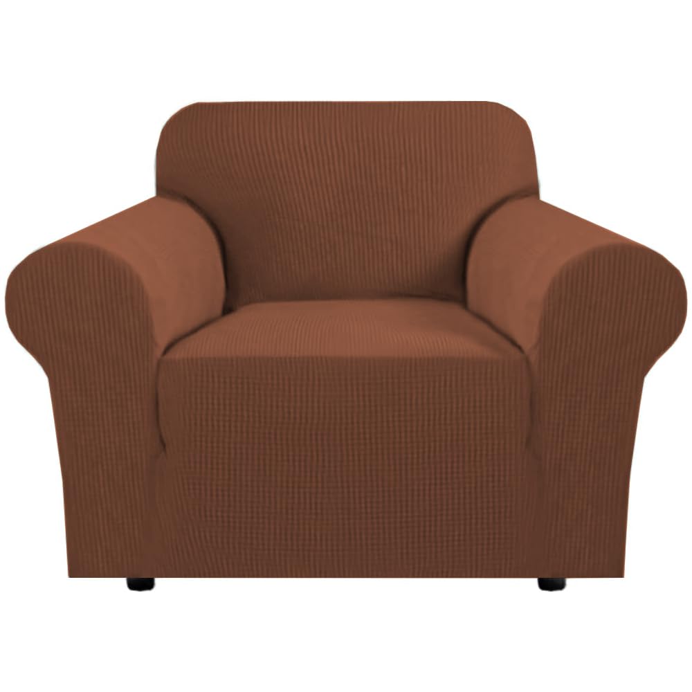 H.VERSAILTEX Stretch Sofa Covers for 3 Cushion Couch Covers Sofa Slipcovers for Living Room Feature Thick Checked Jacquard Fabric with Elastic Bottom, Sofa Large - Sand