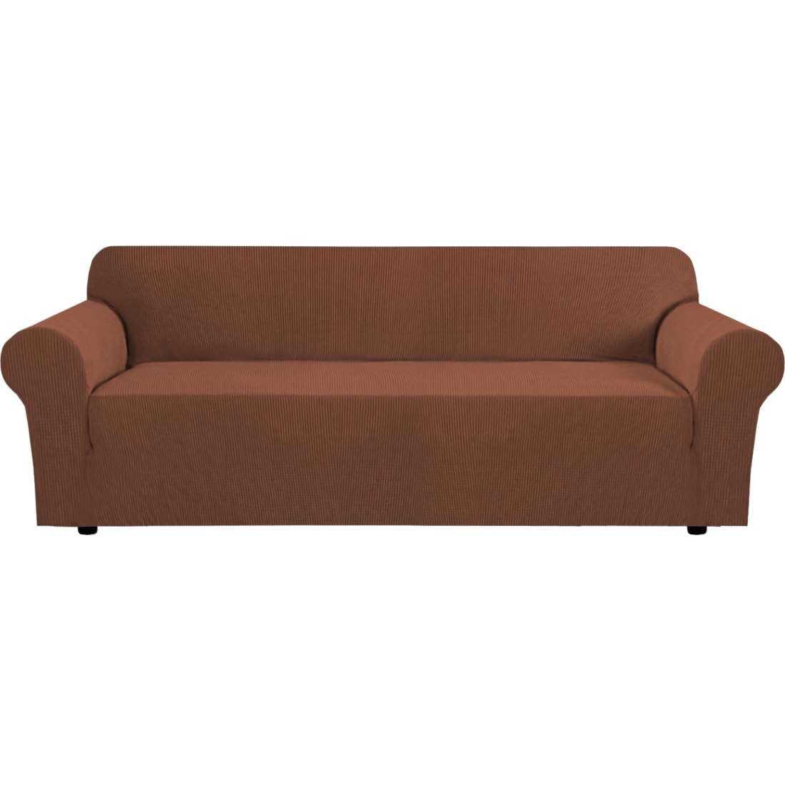 H.VERSAILTEX Stretch Sofa Covers for 3 Cushion Couch Covers Sofa Slipcovers for Living Room Feature Thick Checked Jacquard Fabric with Elastic Bottom, Sofa Large - Sand