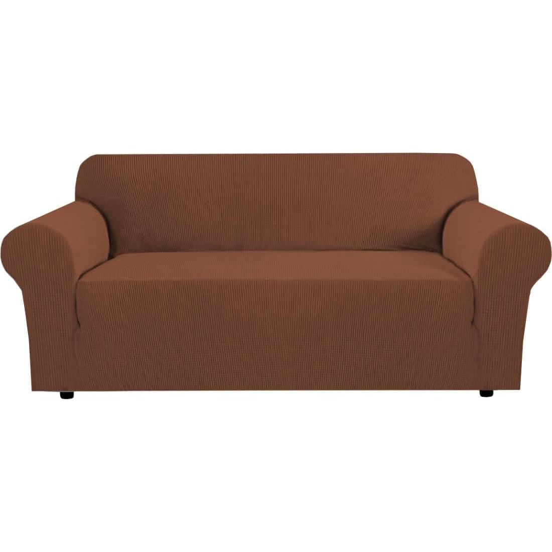 H.VERSAILTEX Stretch Sofa Covers for 3 Cushion Couch Covers Sofa Slipcovers for Living Room Feature Thick Checked Jacquard Fabric with Elastic Bottom, Sofa Large - Sand