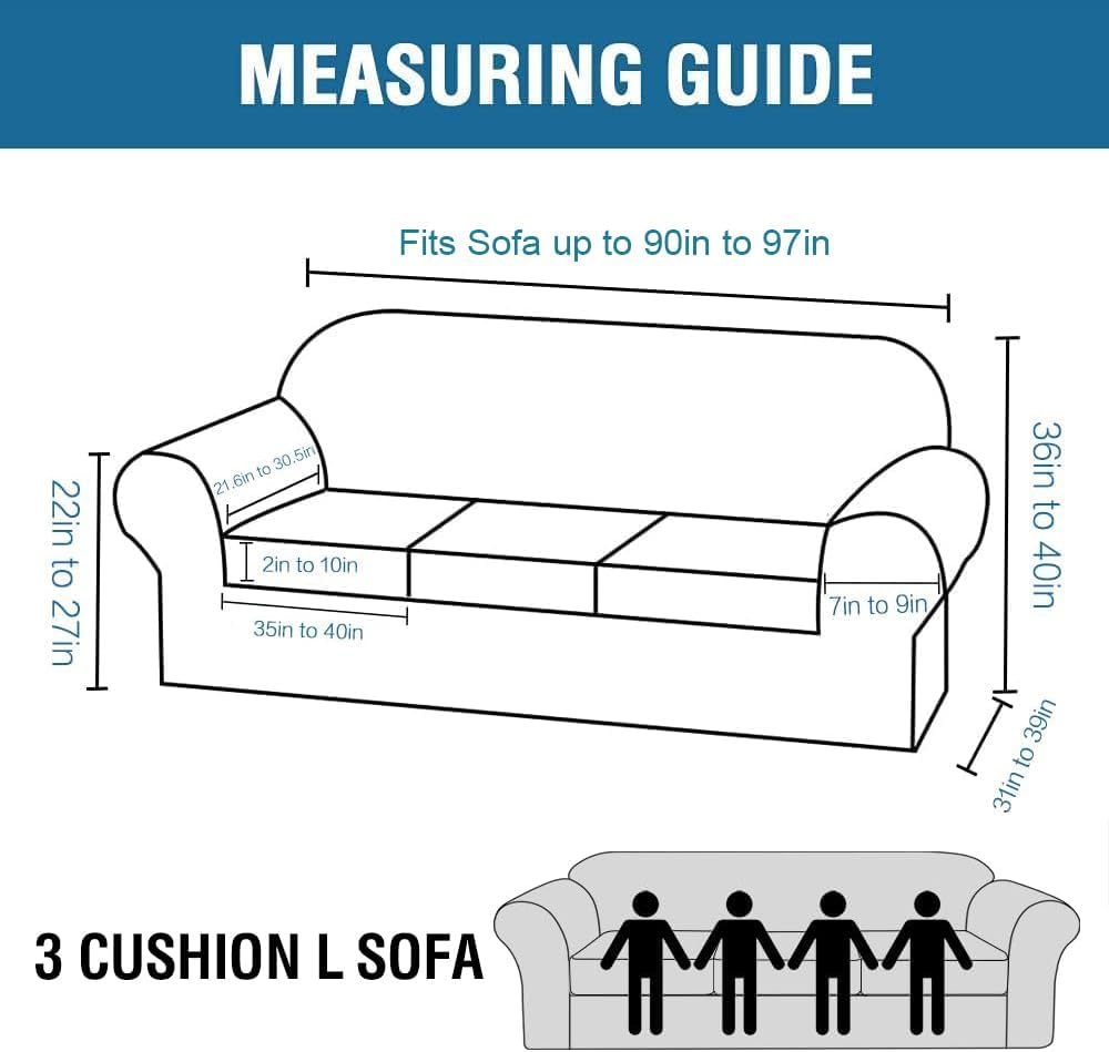 H.VERSAILTEX High Stretch Sofa Slipcover 4 Piece Cover Velvet Furniture Protector Form Fit Thick Velvet Extra Large Sofa Cover for 3 Cushion Couch Width Up to 97 Inch (Large Sofa, Sea Grass)