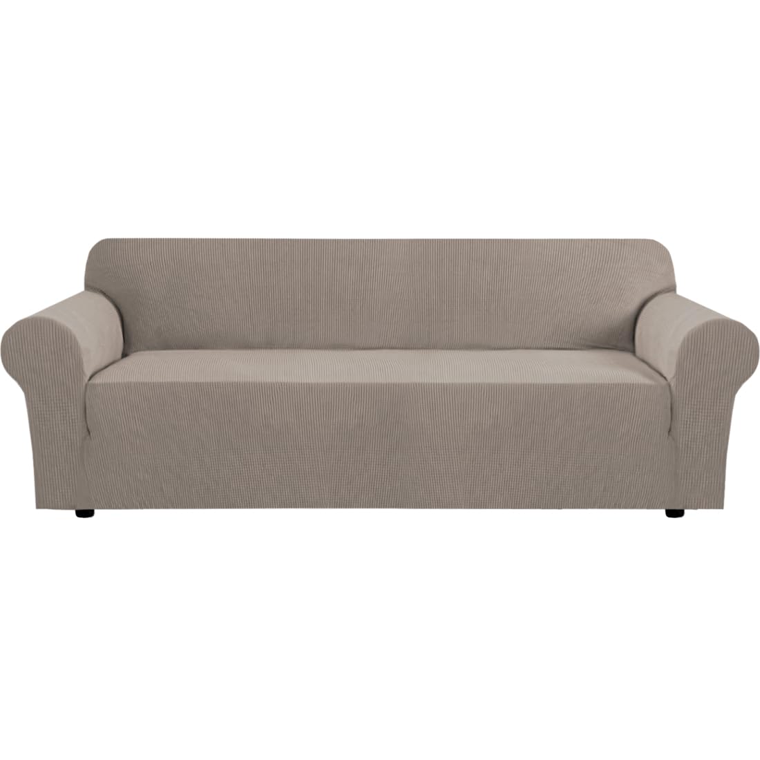 H.VERSAILTEX Stretch Sofa Covers for 3 Cushion Couch Covers Sofa Slipcovers for Living Room Feature Thick Checked Jacquard Fabric with Elastic Bottom, Sofa Large - Sand