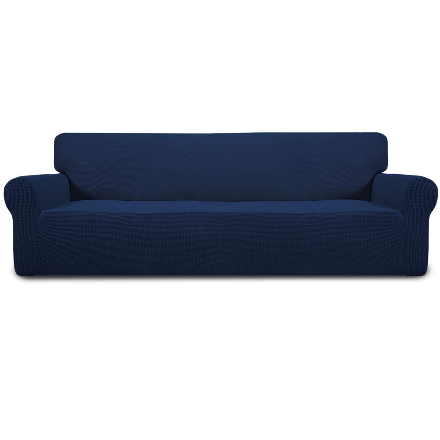 Easy-Going Stretch Sofa Slipcover 1-Piece Sofa Cover Furniture Protector Couch Soft with Elastic Bottom for Kids, Polyester Spandex Jacquard Fabric Small Checks (Sofa, Dark Gray)