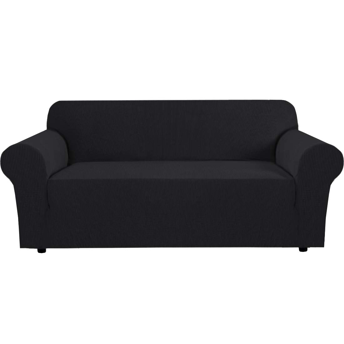 H.VERSAILTEX Stretch Sofa Covers for 3 Cushion Couch Covers Sofa Slipcovers for Living Room Feature Thick Checked Jacquard Fabric with Elastic Bottom, Sofa Large - Sand