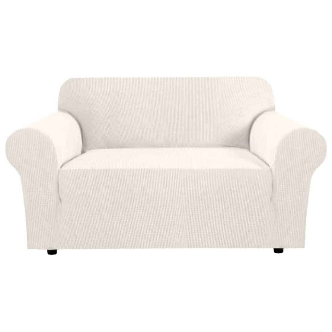 H.VERSAILTEX Stretch Sofa Covers for 3 Cushion Couch Covers Sofa Slipcovers for Living Room Feature Thick Checked Jacquard Fabric with Elastic Bottom, Sofa Large - Sand