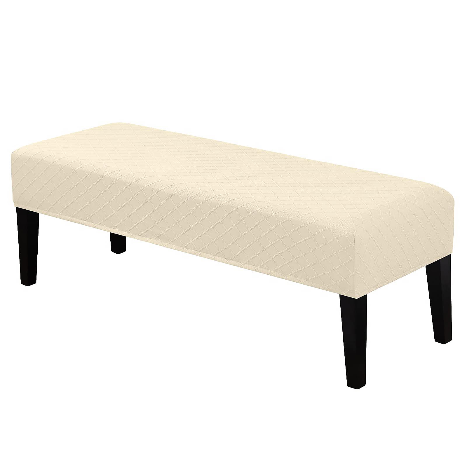 Lebaley Waterproof Stretch Bench Cover – Quilted Pattern, Elastic Rectangular Bench Seat Cover, Washable Bench Slipcover for Dining Room, Entryway & Kitchen (Black)