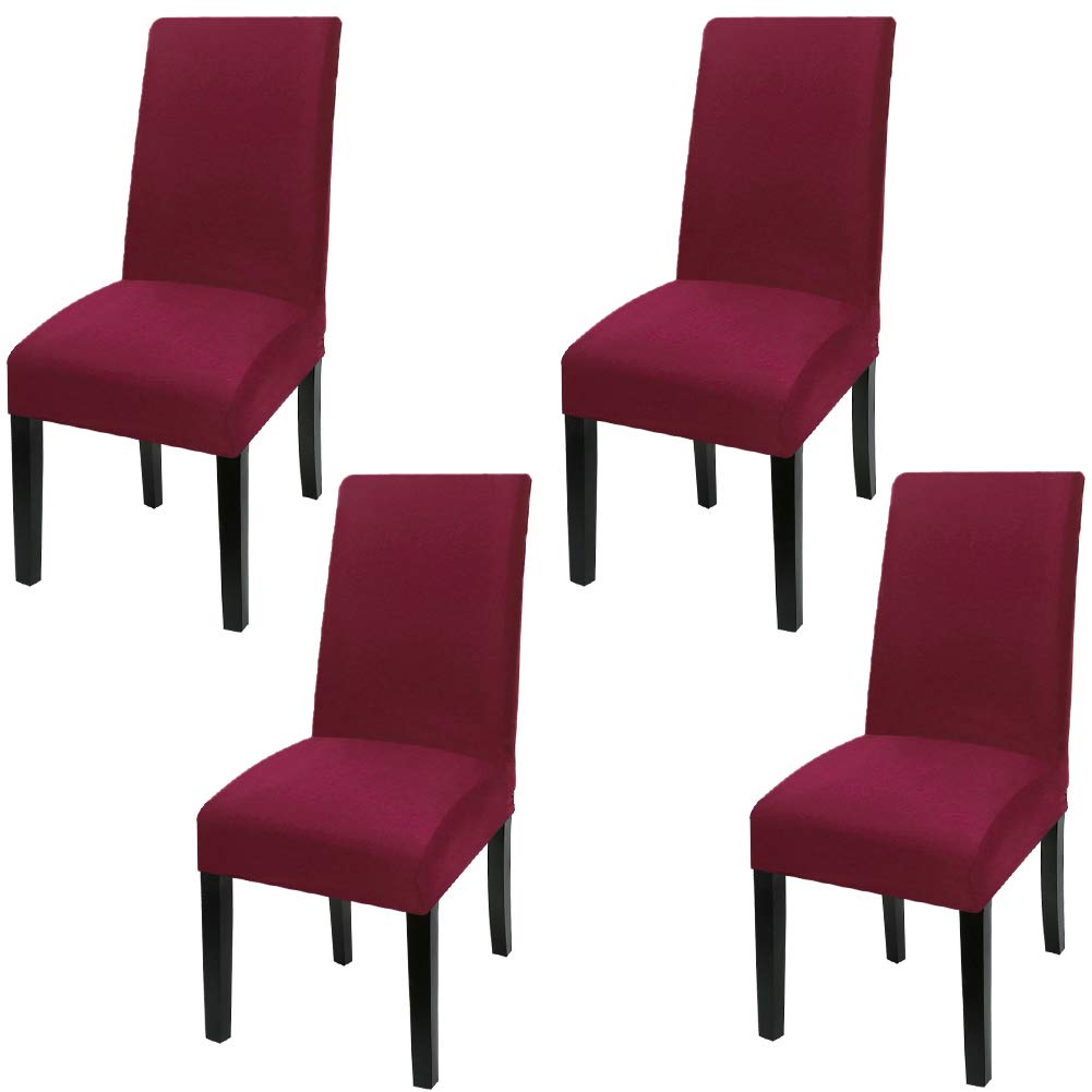 Fuloon Chair Covers for Dining Room 6 Pack, Solid Stretch Dining Chair Covers, Washable Kitchen Slip Covers, Parson Chair Covers Set of 6 (Gray Lotus, 6 Pack)