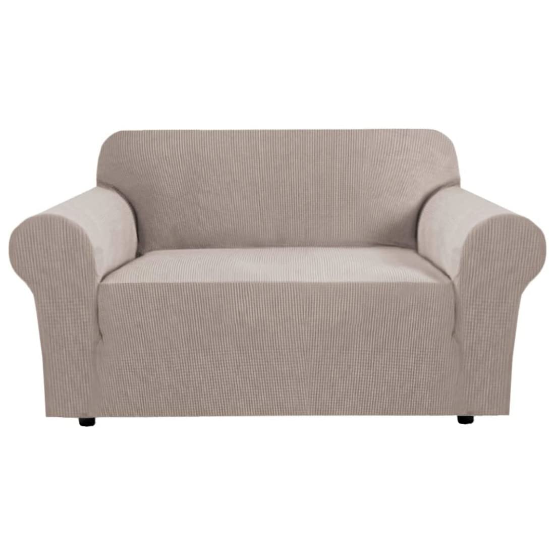 H.VERSAILTEX Stretch Sofa Covers for 3 Cushion Couch Covers Sofa Slipcovers for Living Room Feature Thick Checked Jacquard Fabric with Elastic Bottom, Sofa Large - Sand