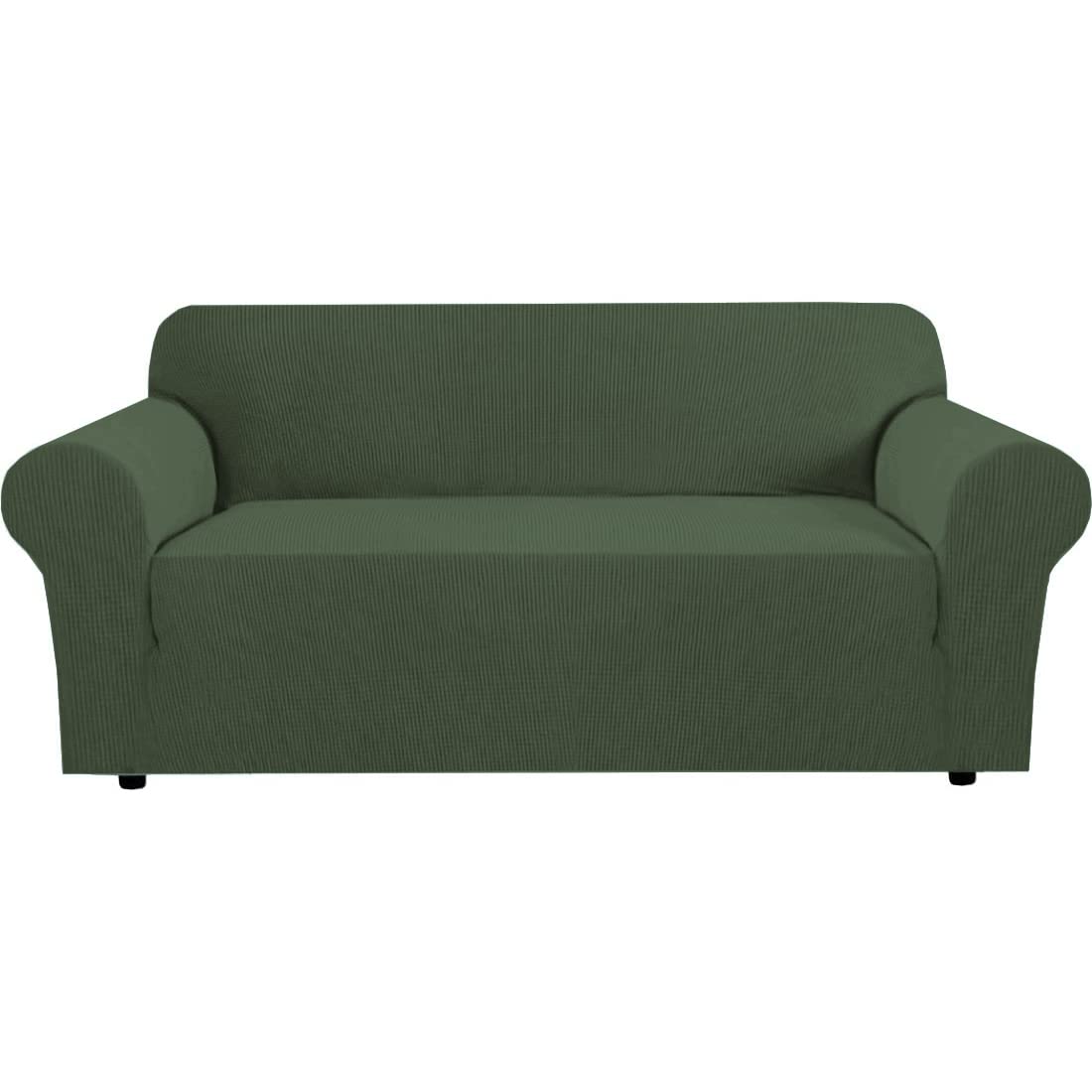 H.VERSAILTEX Stretch Sofa Covers for 3 Cushion Couch Covers Sofa Slipcovers for Living Room Feature Thick Checked Jacquard Fabric with Elastic Bottom, Sofa Large - Sand