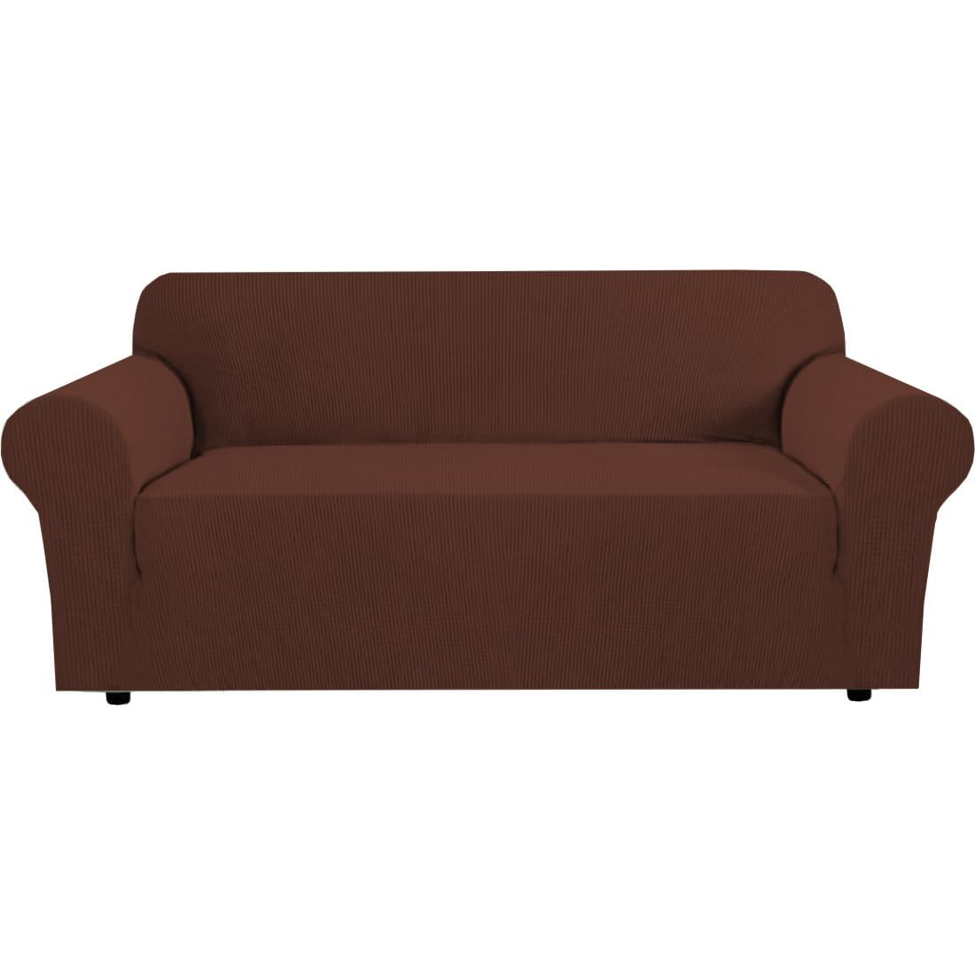 H.VERSAILTEX Stretch Sofa Covers for 3 Cushion Couch Covers Sofa Slipcovers for Living Room Feature Thick Checked Jacquard Fabric with Elastic Bottom, Sofa Large - Sand