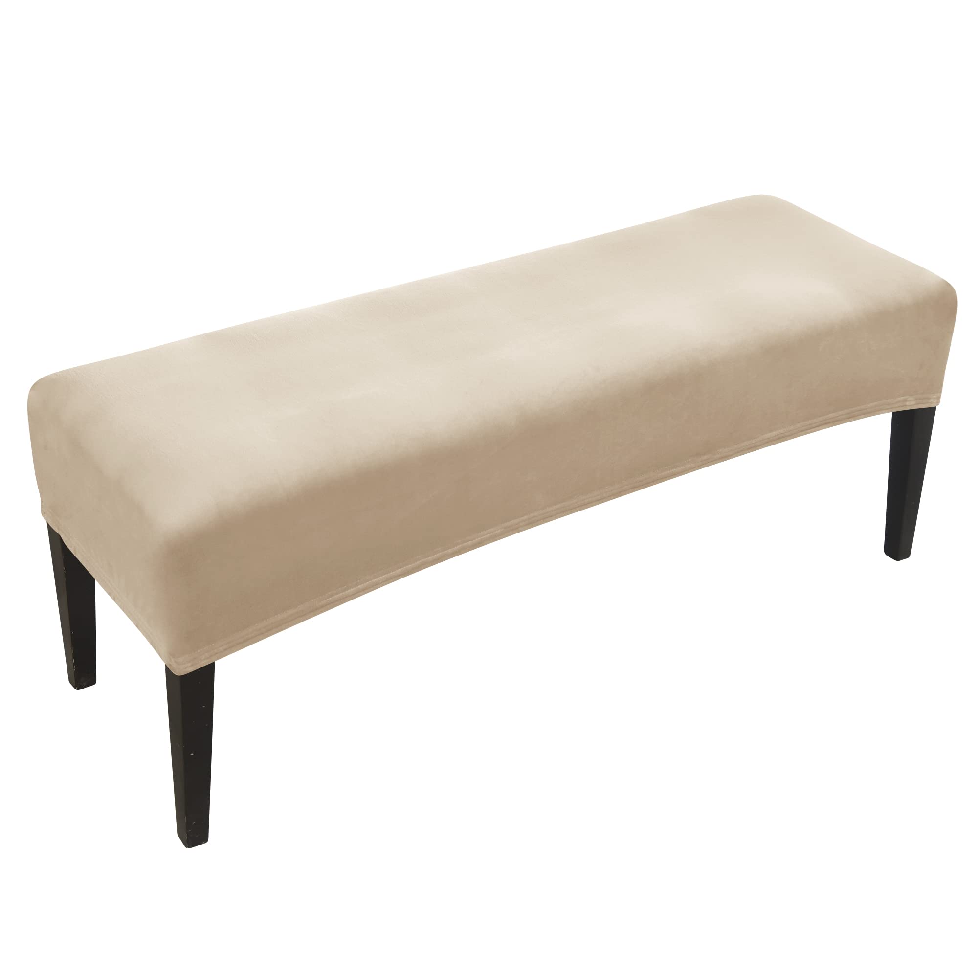 FORCHEER Dining Bench Cover Velvet Black Bench Slipcover for Living Room Rectangle 59inch Bench Seat Protector for Bedroom, Kitchen Washable(Velvet-Black)