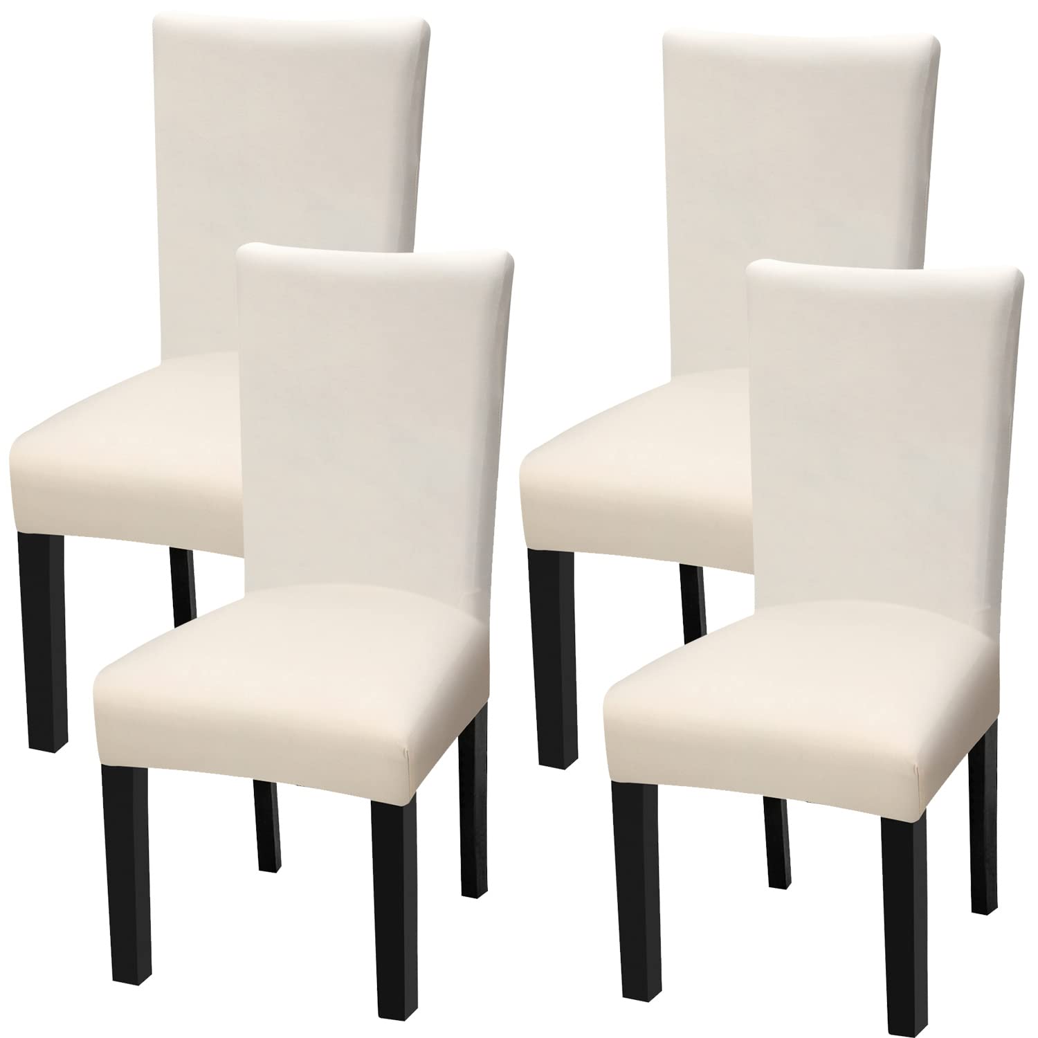 Fuloon Chair Covers for Dining Room 6 Pack, Solid Stretch Dining Chair Covers, Washable Kitchen Slip Covers, Parson Chair Covers Set of 6 (Gray Lotus, 6 Pack)