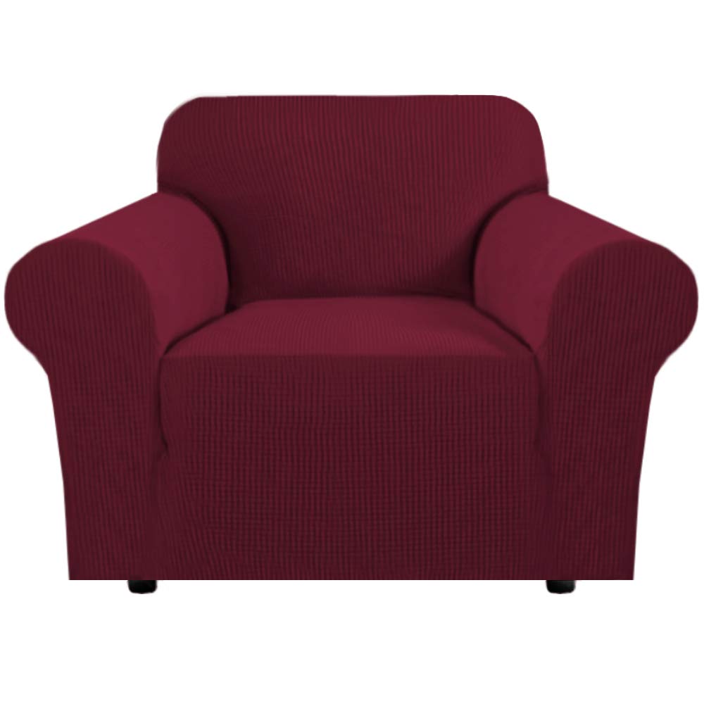 H.VERSAILTEX Stretch Sofa Covers for 3 Cushion Couch Covers Sofa Slipcovers for Living Room Feature Thick Checked Jacquard Fabric with Elastic Bottom, Sofa Large - Sand