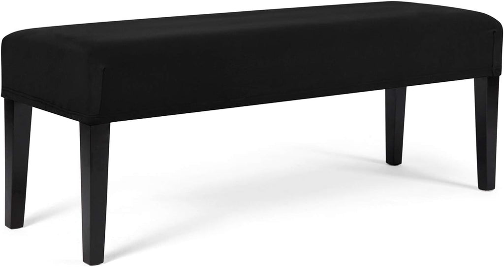 WOMACO Dining Room Bench Covers Stretch Spandex Upholstered Bench Seat Cushion Slipcovers for Kitchen Dining Bench Seat Protector (Black, Medium)