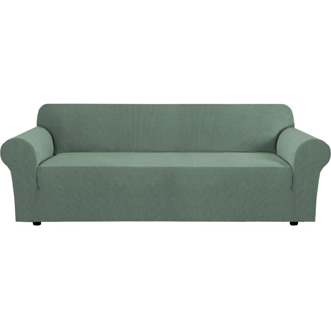 H.VERSAILTEX Stretch Sofa Covers for 3 Cushion Couch Covers Sofa Slipcovers for Living Room Feature Thick Checked Jacquard Fabric with Elastic Bottom, Sofa Large - Sand