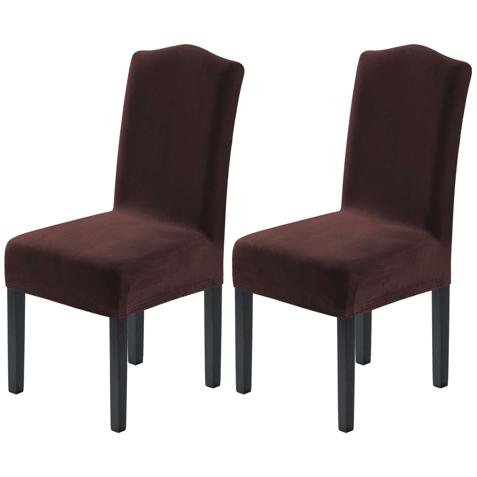 H.VERSAILTEX Dining Chair Covers Stretch for Dining Room Set of 4 Parson Chair Slipcovers Protectors, Soft Thick Solid Velvet Fabric Washable, Taupe
