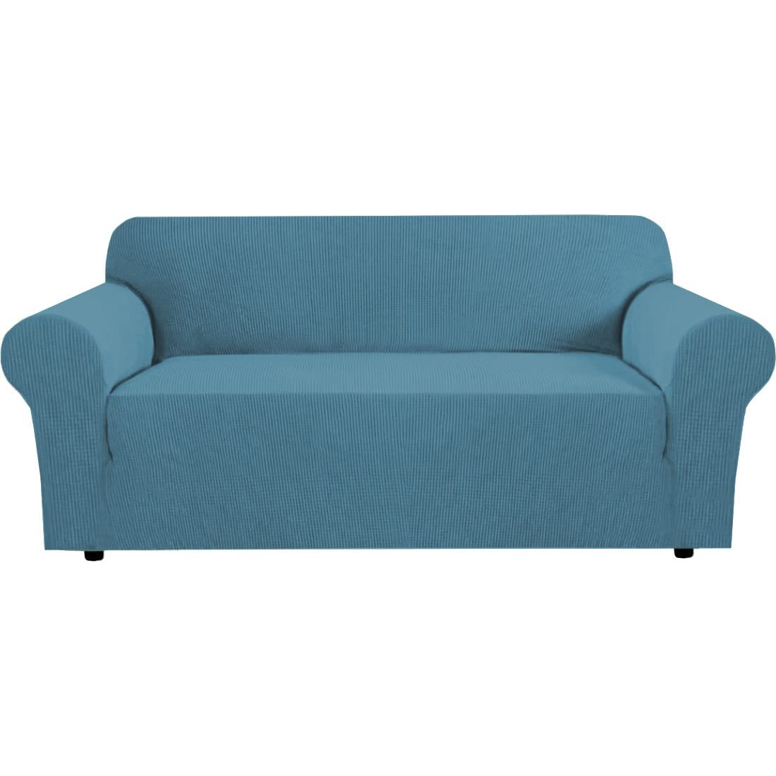 H.VERSAILTEX Stretch Sofa Covers for 3 Cushion Couch Covers Sofa Slipcovers for Living Room Feature Thick Checked Jacquard Fabric with Elastic Bottom, Sofa Large - Sand