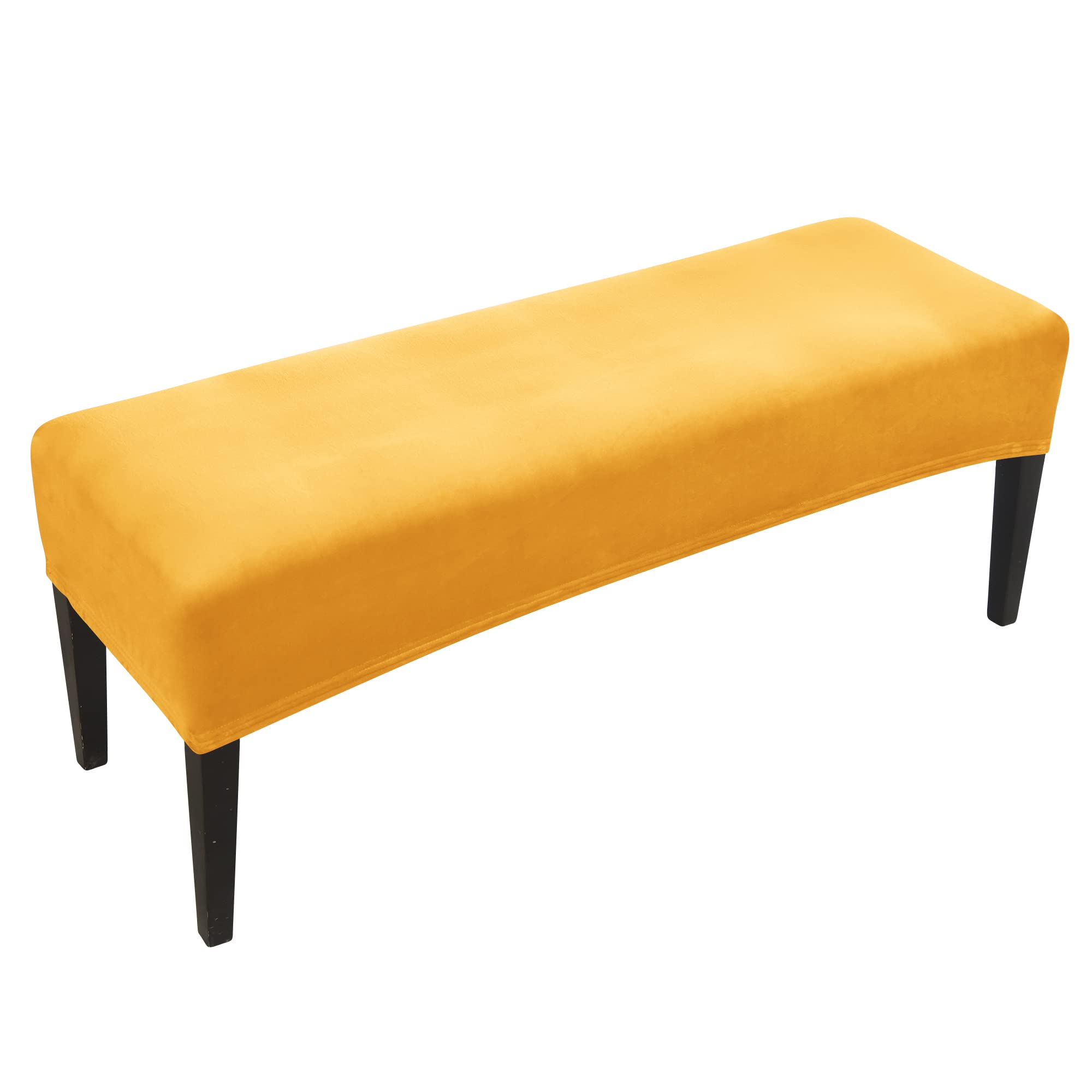 FORCHEER Dining Bench Cover Velvet Black Bench Slipcover for Living Room Rectangle 59inch Bench Seat Protector for Bedroom, Kitchen Washable(Velvet-Black)