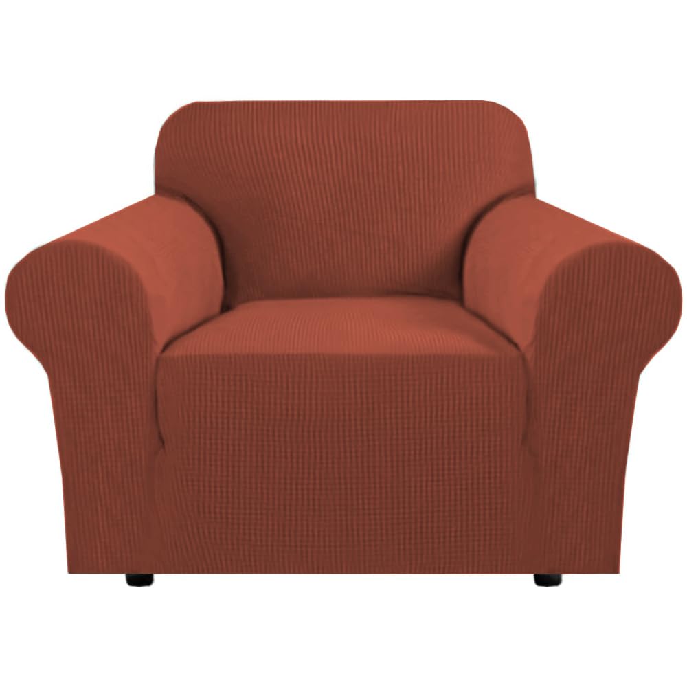 H.VERSAILTEX Stretch Sofa Covers for 3 Cushion Couch Covers Sofa Slipcovers for Living Room Feature Thick Checked Jacquard Fabric with Elastic Bottom, Sofa Large - Sand
