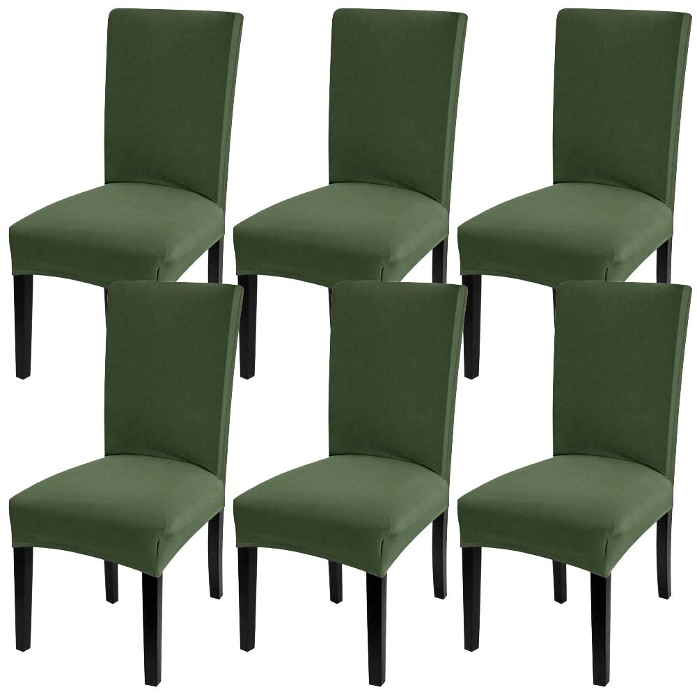 Fuloon Chair Covers for Dining Room 6 Pack, Solid Stretch Dining Chair Covers, Washable Kitchen Slip Covers, Parson Chair Covers Set of 6 (Gray Lotus, 6 Pack)