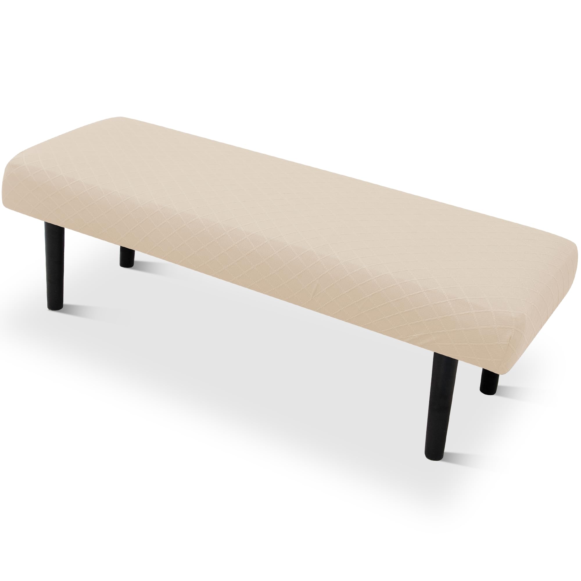 Stretch Bench Seat Cover, Reusable Slipcover for Dining Room & Bedroom, Removable Washable Rectangular Bench Covers, Elastic Fit for Home Furniture(Light Gray)
