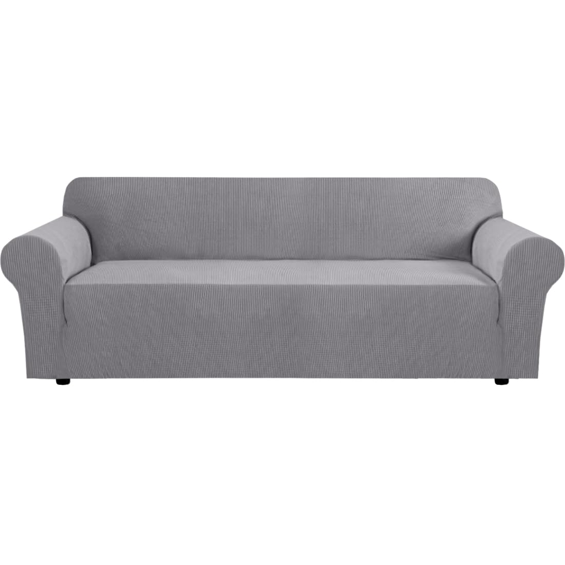 H.VERSAILTEX Stretch Sofa Covers for 3 Cushion Couch Covers Sofa Slipcovers for Living Room Feature Thick Checked Jacquard Fabric with Elastic Bottom, Sofa Large - Sand